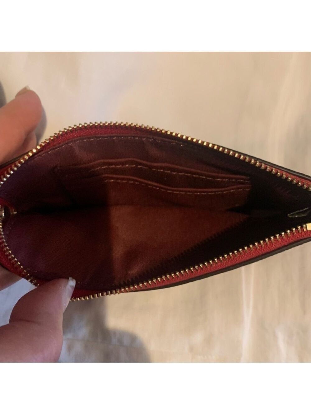 COACH Scarlet Red Pebbled Leather Wristlet - Picture 5 of 10